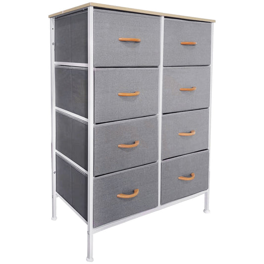 Drawer Dressers for Bedroom - MuRealy Storage Tower with 8 Drawers, Fabric Dresser with Maple Wooden Top and Handle, Drawer Chest for Living Room, Entryway, Closets, Nurseries(Light Grey)