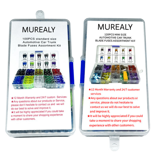 MuRealy 220PCS Car Blade Fuses Assortment Kit - Automotive Standard & Mini (2A/3A/5A/7.5A/10A/15A/20A/25A/30A/35A) Assorted Fuse with Puller Tool, Replacement Car RV SUV Truck Camper Fuses