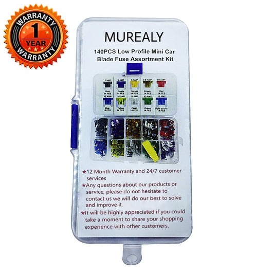 MuRealy 140 PCS Low Profile Mini Car Blade Fuses - Truck LP-Mini Fuse Assorted Kit (2 3 5 7.5 10 15 20 25 30 35 AMP) with Puller Tool, Car Boat Truck SUV Automotive RV Fuses Replacement