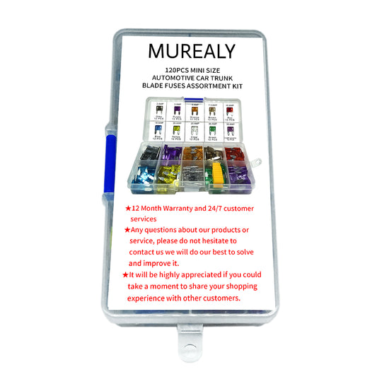 MuRealy 120 Pieces Blade Fuses - Car Truck Standard (2A/3A/5A/7.5A/10A/15A/20A/25A/30A/35A) Assorted Fuse, Replacement Car RV SUV Truck Camper Fuses